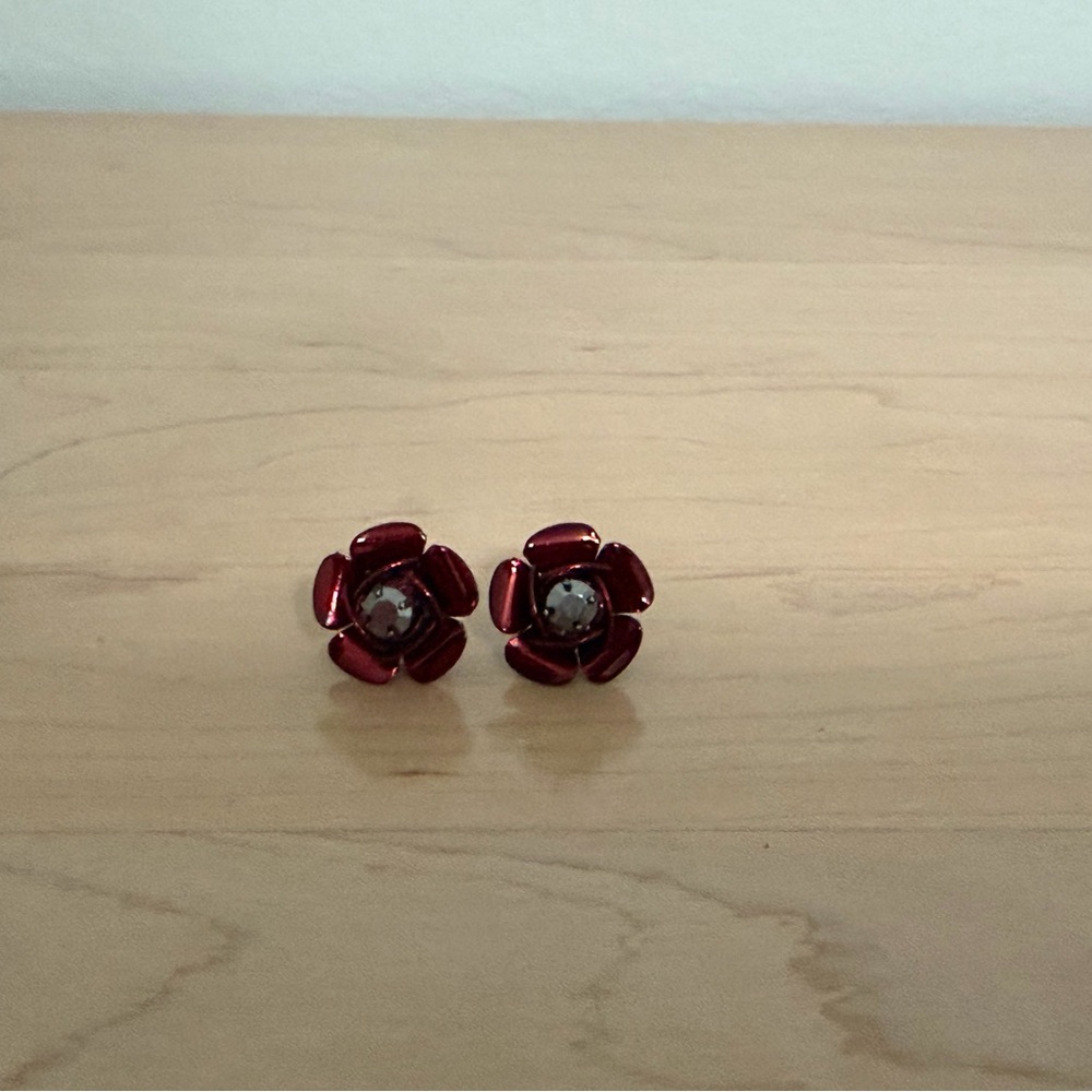 Betsey Johnson Burgundy Floral Earrings